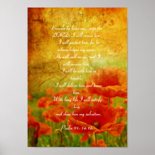 Rotes Mohnblumenplakat des Psalms 91 Poster