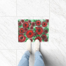 Rotes Mohnfeld Wasserfarbe Botanische Linienkunst