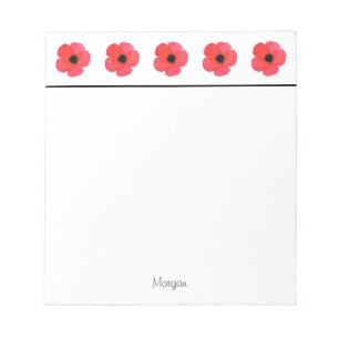 Rotes Mohnmuster Notizblock