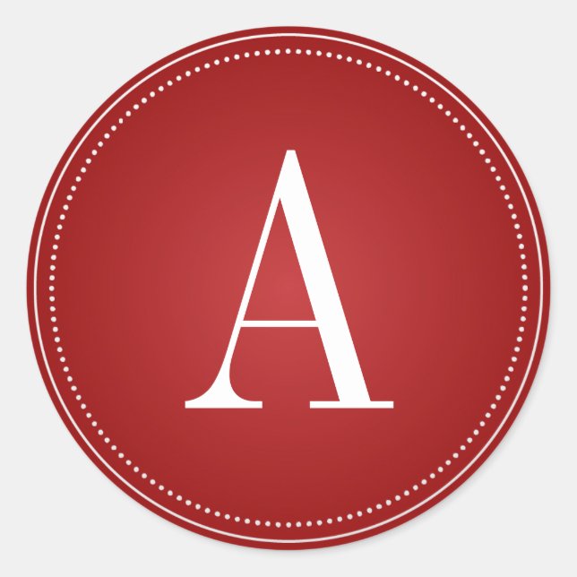 Rotes Monogramm Anfangsaufenthalt/Hochzeitsticker Runder Aufkleber (Vorderseite)