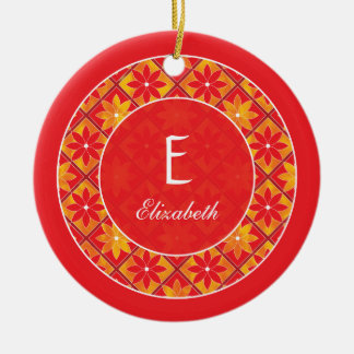 Rotes Monogramm-dekorative Keramik Ornament