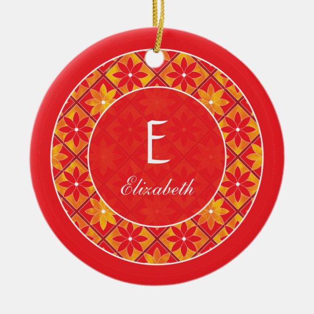Rotes Monogramm-dekorative Keramik Ornament (Vorne)