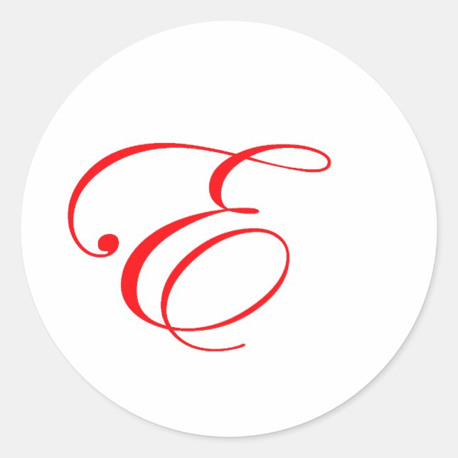 Rotes Monogramm E Runder Aufkleber (Vorderseite)