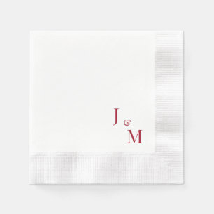 Rotes Monogramm Einfache Weiße Geprägte Hochzeit Serviette