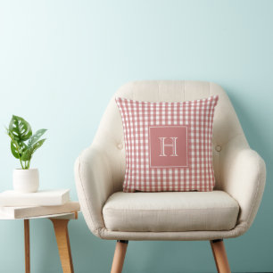 Rotes Monogramm-Gingham-Classic-Buffalo-Karo Kissen