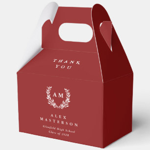 Rotes Monogramm-Lorbeerkranz-Abschluss Geschenkschachtel