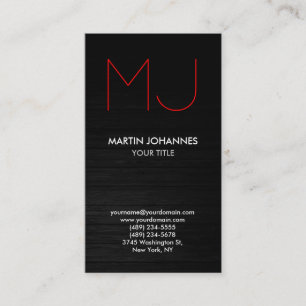 Rotes Monogramm Vert Elegant Grau Visitenkarte