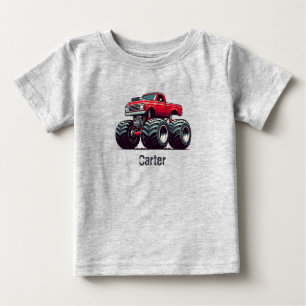 Rotes Monstertruck Baby T-shirt