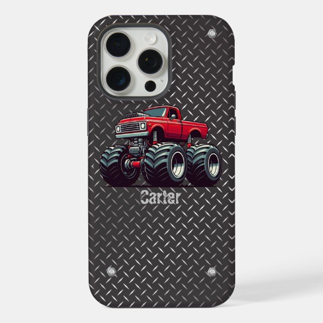 Rotes Monstertruck  iPhone 15 Pro Max Hülle (Rückseite)