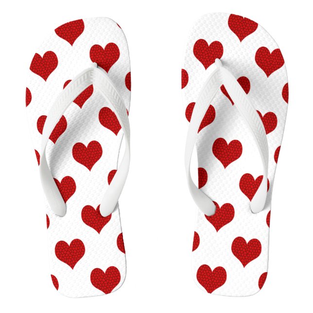 Rotes Mosaik-Herzmuster Flip Flops (Fußbett)