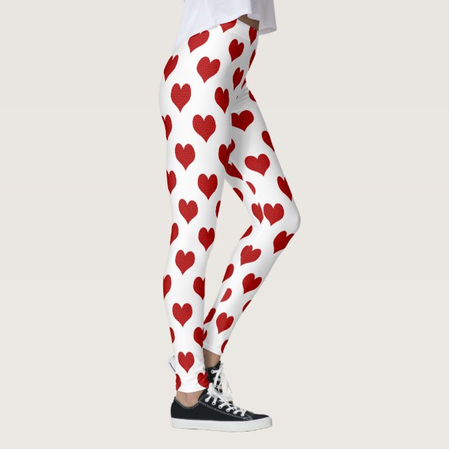 Rotes Mosaikherz Muster Leggings (Rechts)