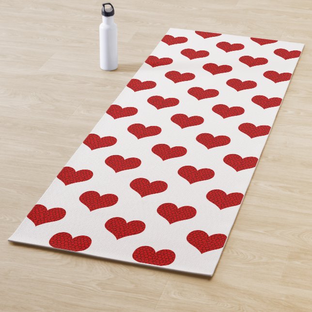 Rotes Mosaikherz Muster Yogamatte (Beispiel)