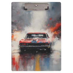 Rotes Muscle Car frontal Klemmbrett