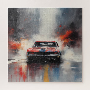 Rotes Muscle Car von vorne
