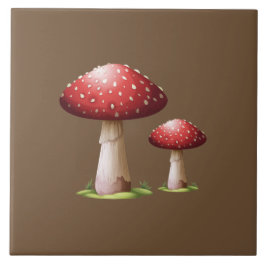 Rotes Mushroom-Set Fliese