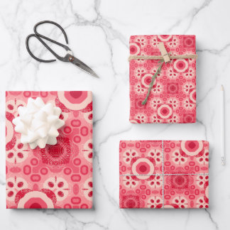 Rotes Muster Geschenkpapier Set