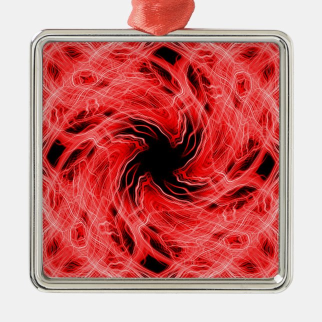 Rotes Muster Silbernes Ornament (Vorne)