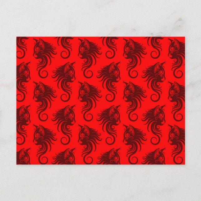 Rotes Muster wirbeln Postkarte (Vorderseite)