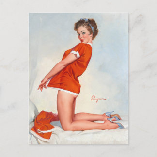 Rotes Nacht Pin Up Postkarte