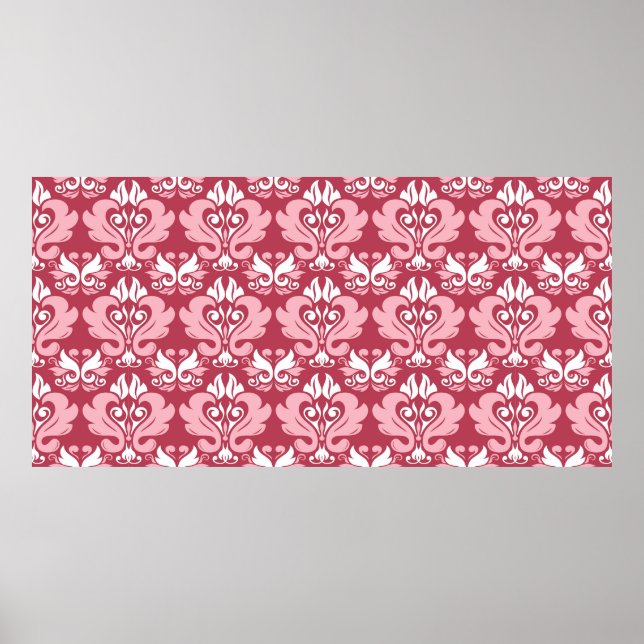 Rotes, nahtloses Muster. Hellrot und beige co Poster (Vorne)