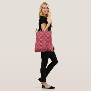 Rotes nahtloses vintage-Damaskmuster Tasche