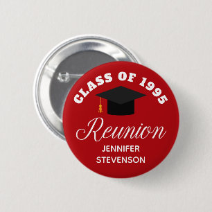 Rotes Namensschild für die High School-Abiturtreff Button