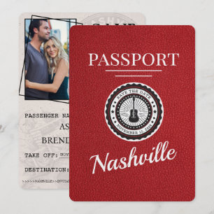 Rotes Nashville-Passport Save-the-Date Save The Date