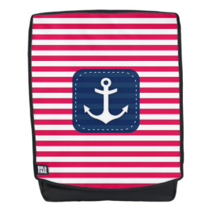 Rotes Nautischweiß Stripes Rucksack