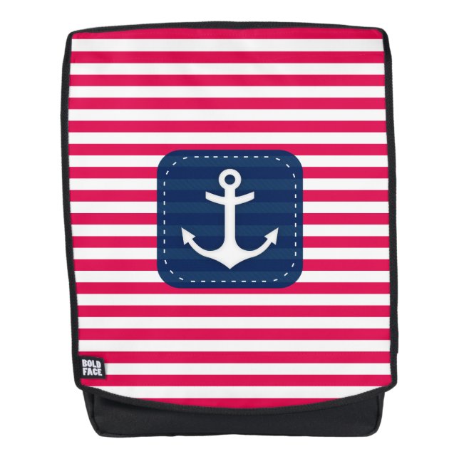 Rotes Nautischweiß Stripes Rucksack (Vorderseite)