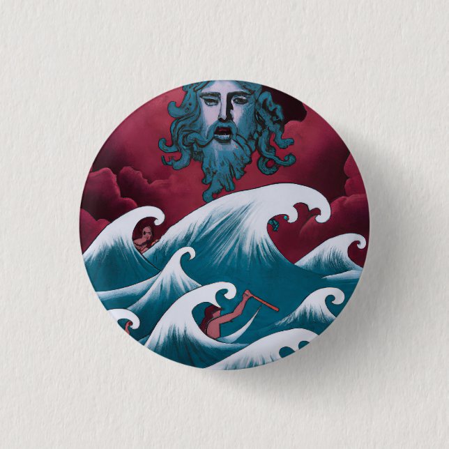 Rotes Neptun-Ölgemälde Button (Vorderseite)