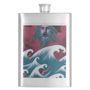 Rotes Neptun-Ölgemälde Flachmann