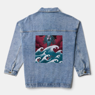 Rotes Neptun-Ölgemälde Jeansjacke