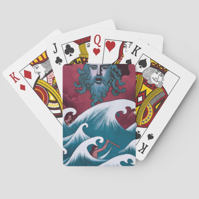 Rotes Neptun-Ölgemälde Spielkarten (Rückseite)