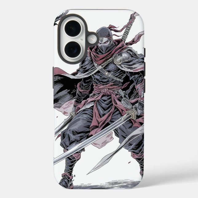 Rotes Ninja-Handyhülle iPhone 16 Hülle (Rückseite)