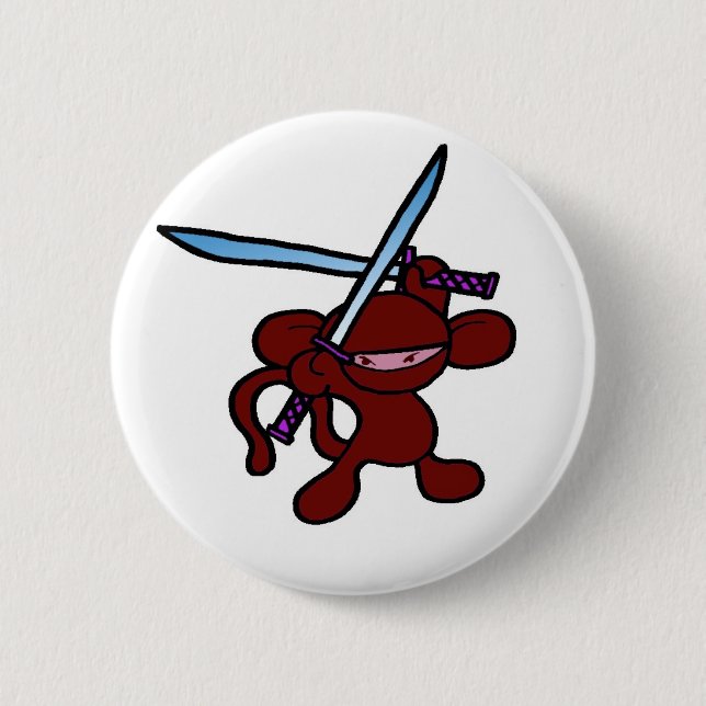 Rotes Ninja Unkosten-Keine Wörter Button (Vorderseite)