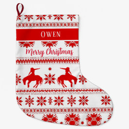 Rotes nordisches Rodeo-Cowboy-Reiter-Christmas Großer Weihnachtsstrumpf