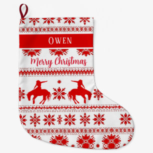 Rotes nordisches Rodeo-Cowboy-Reiter-Christmas Großer Weihnachtsstrumpf