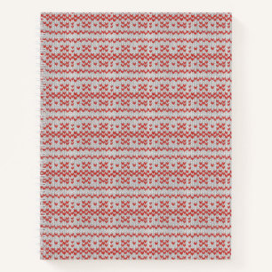 ROTES NORDISCHES STRICKMUSTER 8,5x11 Notizbuch 