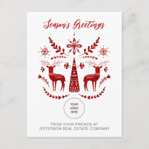 Rotes nordisches Weihnachtsunternehmen Logo Geschä Feiertagspostkarte