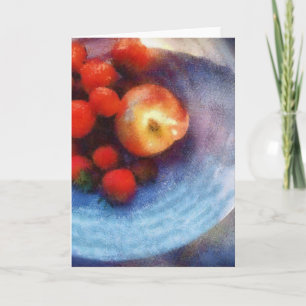Rotes Obst in weißem Schüssel Karte
