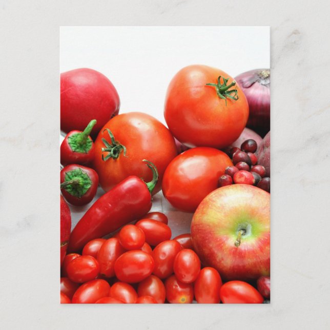Rotes Obst und Gemüse Postkarte (Vorderseite)