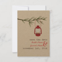 Rotes Öl Laterne Evergreen Tree Save the Date