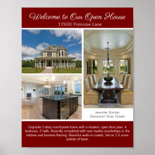 Rotes Open-House-Willkommensfoto für Immobilien Poster