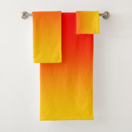 Rotes Orange Gelb 3 Stück Badhandtuch Set