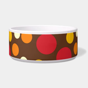 Rotes orange Gelb-weißes Brown-Tupfen-Muster Napf