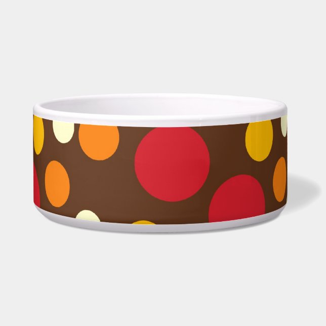 Rotes orange Gelb-weißes Brown-Tupfen-Muster Napf (Vorderseite)