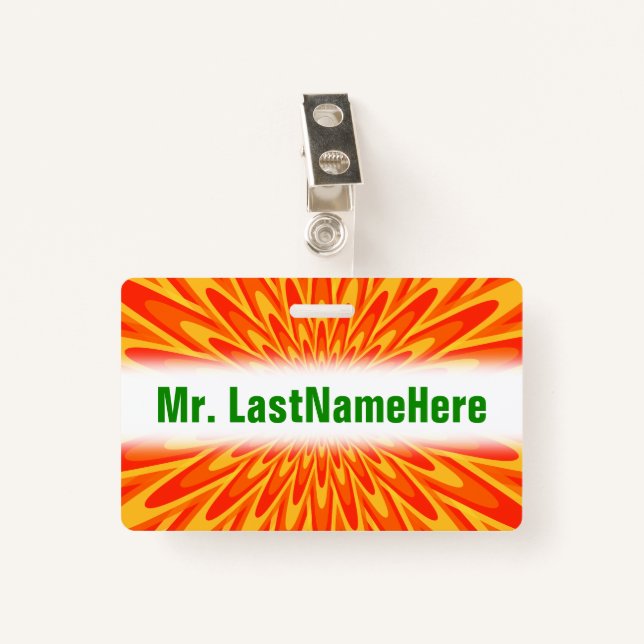 Rotes, orange, gelbes Berstmuster + Individueller Ausweis (Vorderseite mit Klammer)