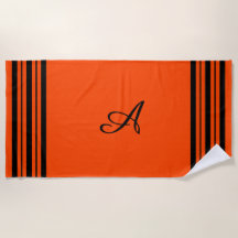 Rotes Orange mit schwarzen Streifen Bars und Monog
