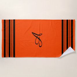 Rotes Orange mit schwarzen Streifen Bars Vertikale Strandtuch