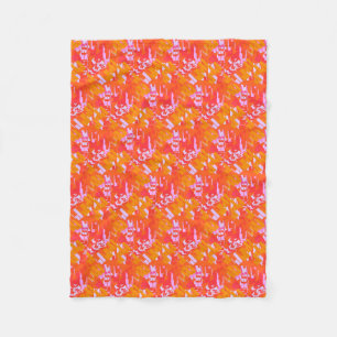 Rotes Orange Rosa Random Rectangle Fleece Blanken